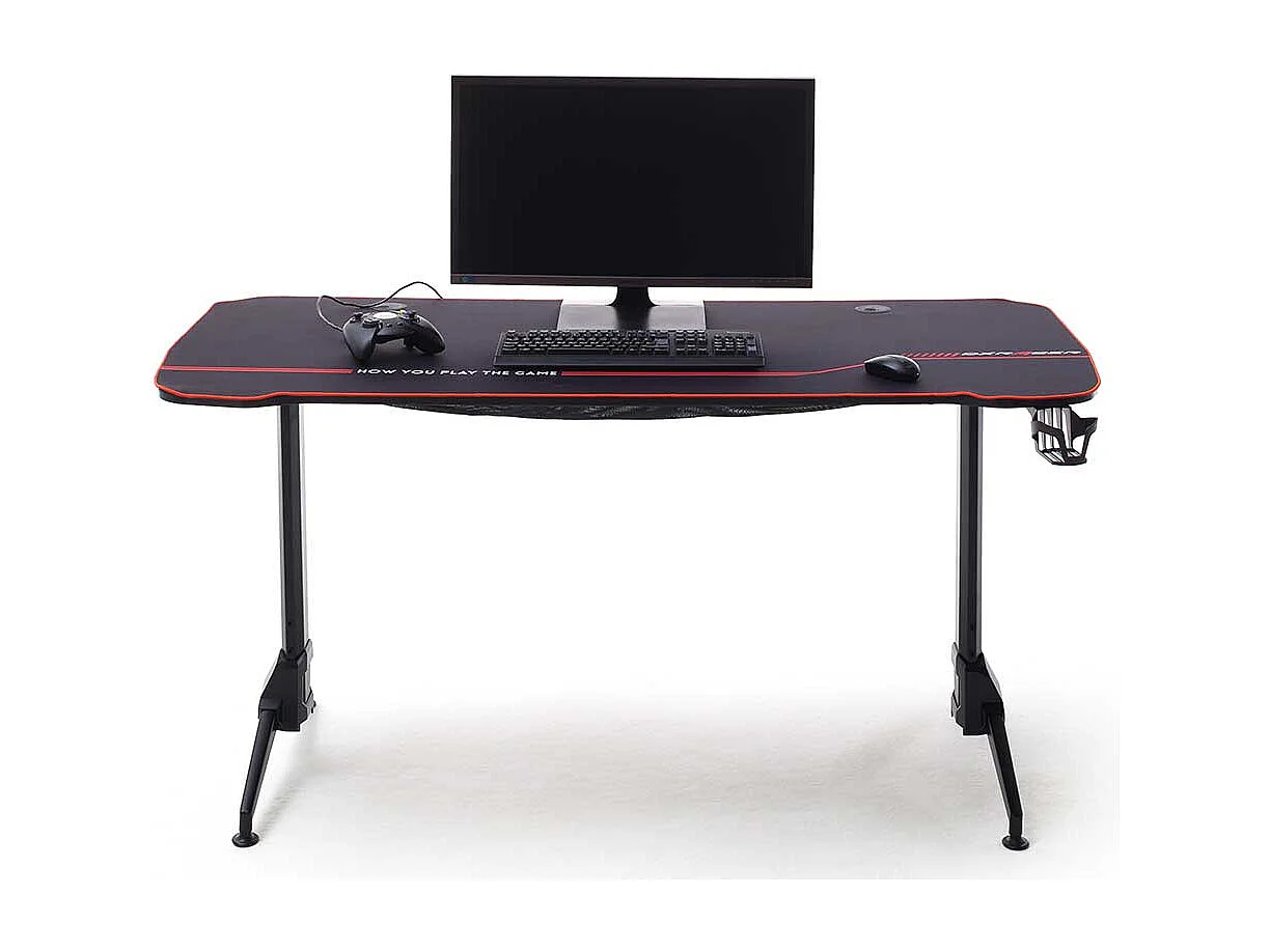 Höhenverstellbarer Schreibtisch in Schwarz T-Gestell