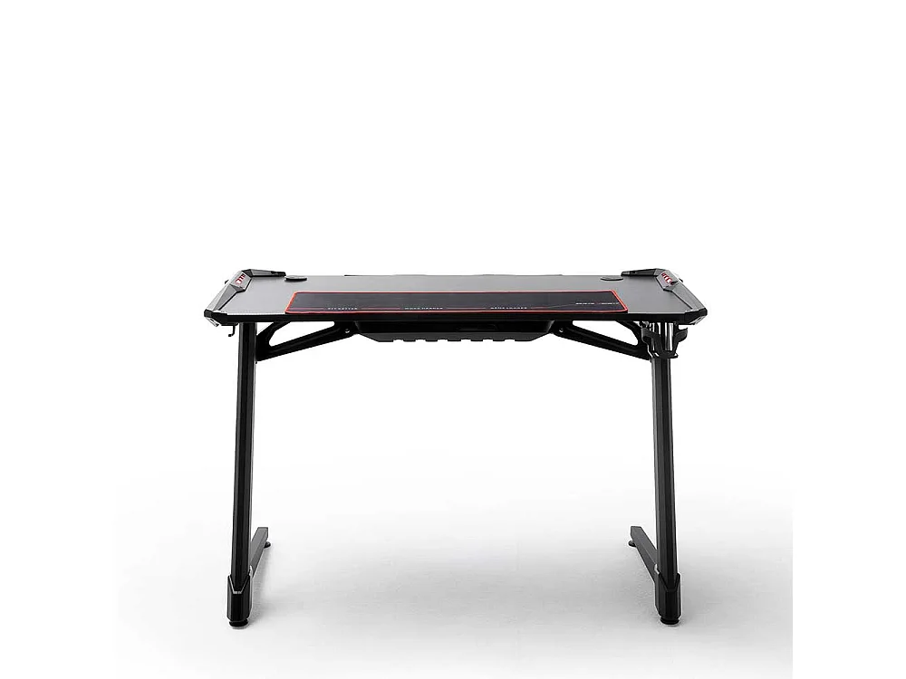 Schreibtisch in Schwarz LED Beleuchtung und Kabeldurchlass