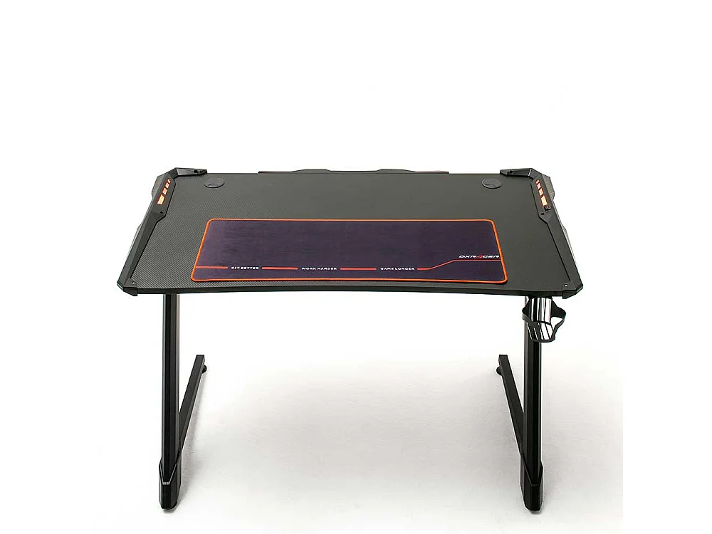 Schreibtisch in Schwarz LED Beleuchtung und Kabeldurchlass