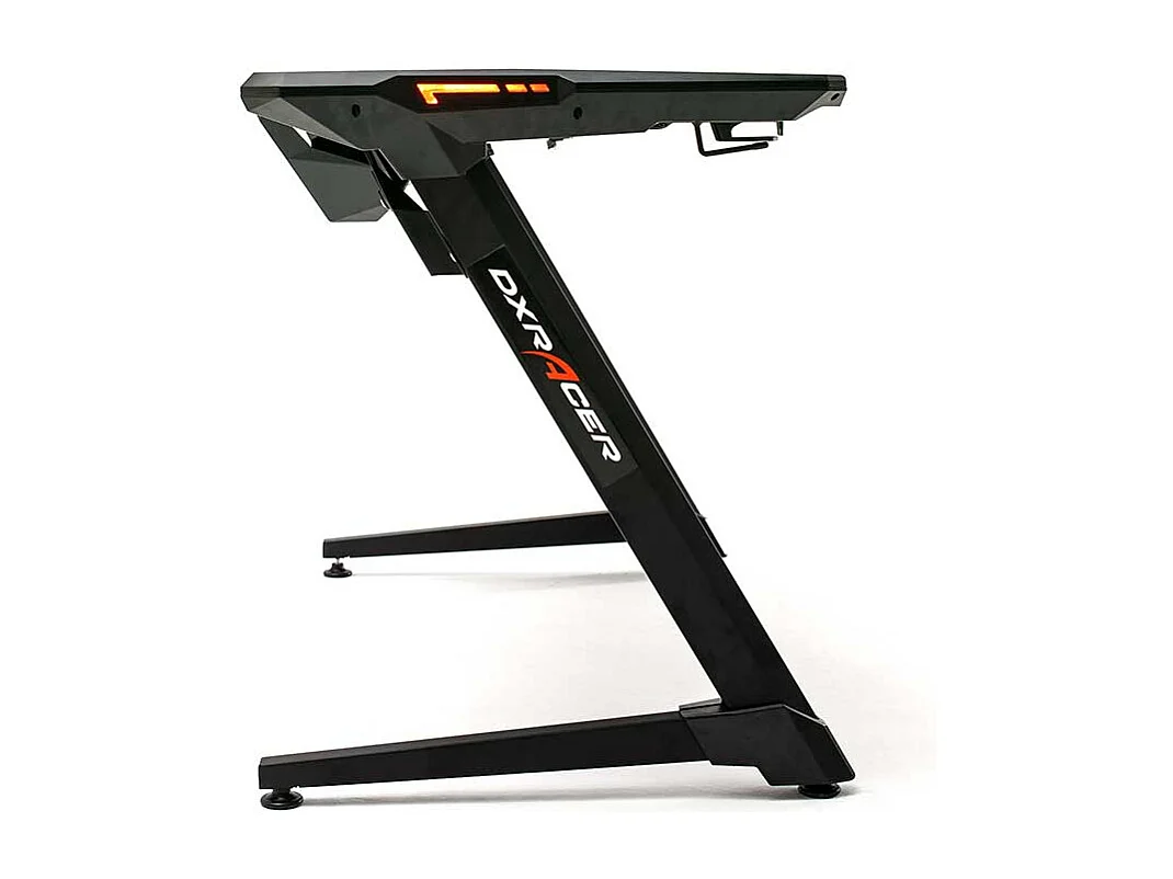 Schreibtisch in Schwarz LED Beleuchtung und Kabeldurchlass