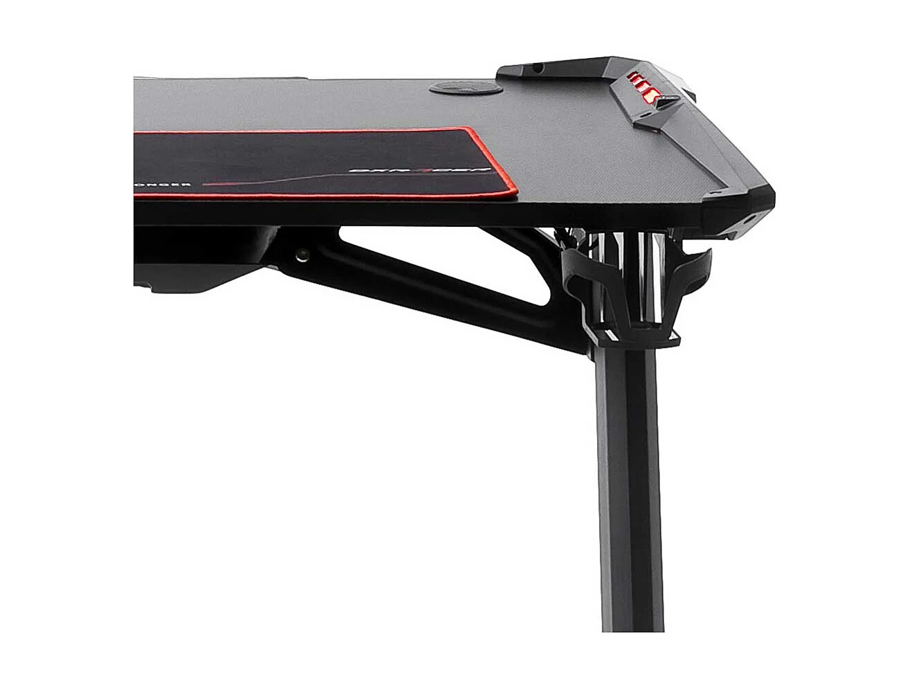 Schreibtisch in Schwarz LED Beleuchtung und Kabeldurchlass