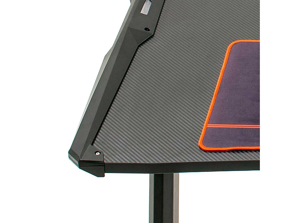 Schreibtisch in Schwarz LED Beleuchtung und Kabeldurchlass