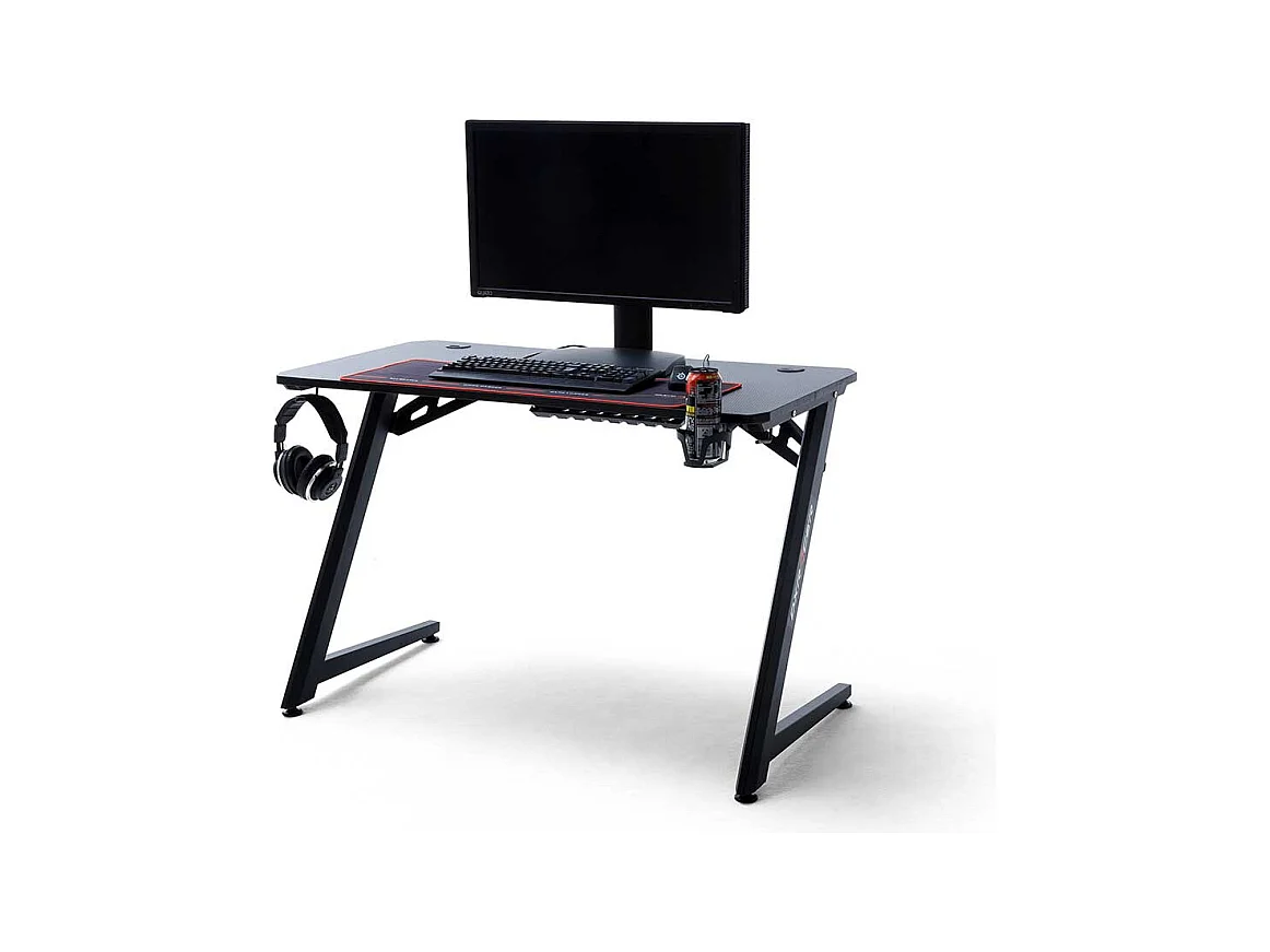 Designschreibtisch in Schwarz Kabeldurchlass