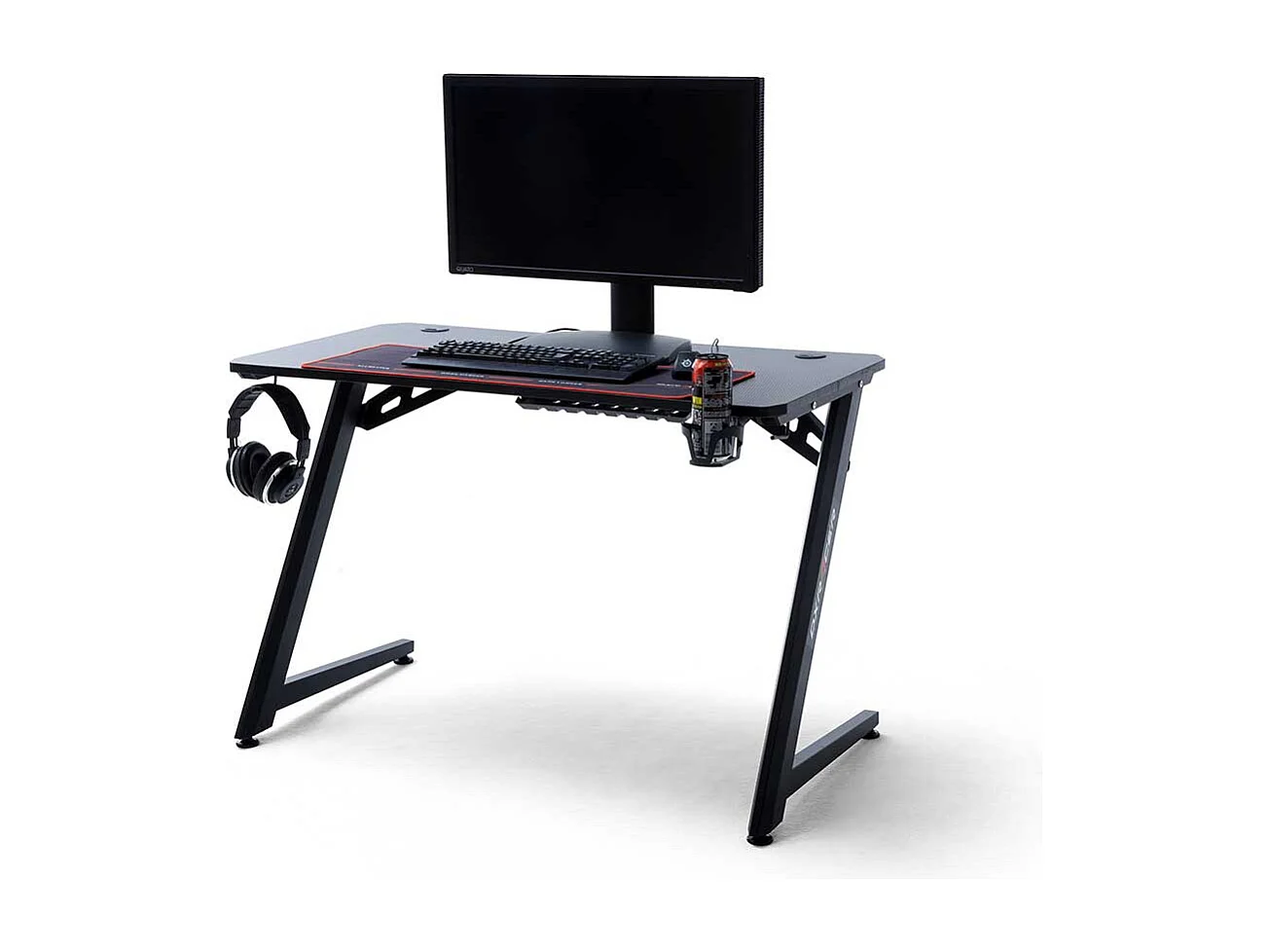 Designschreibtisch in Schwarz Kabeldurchlass