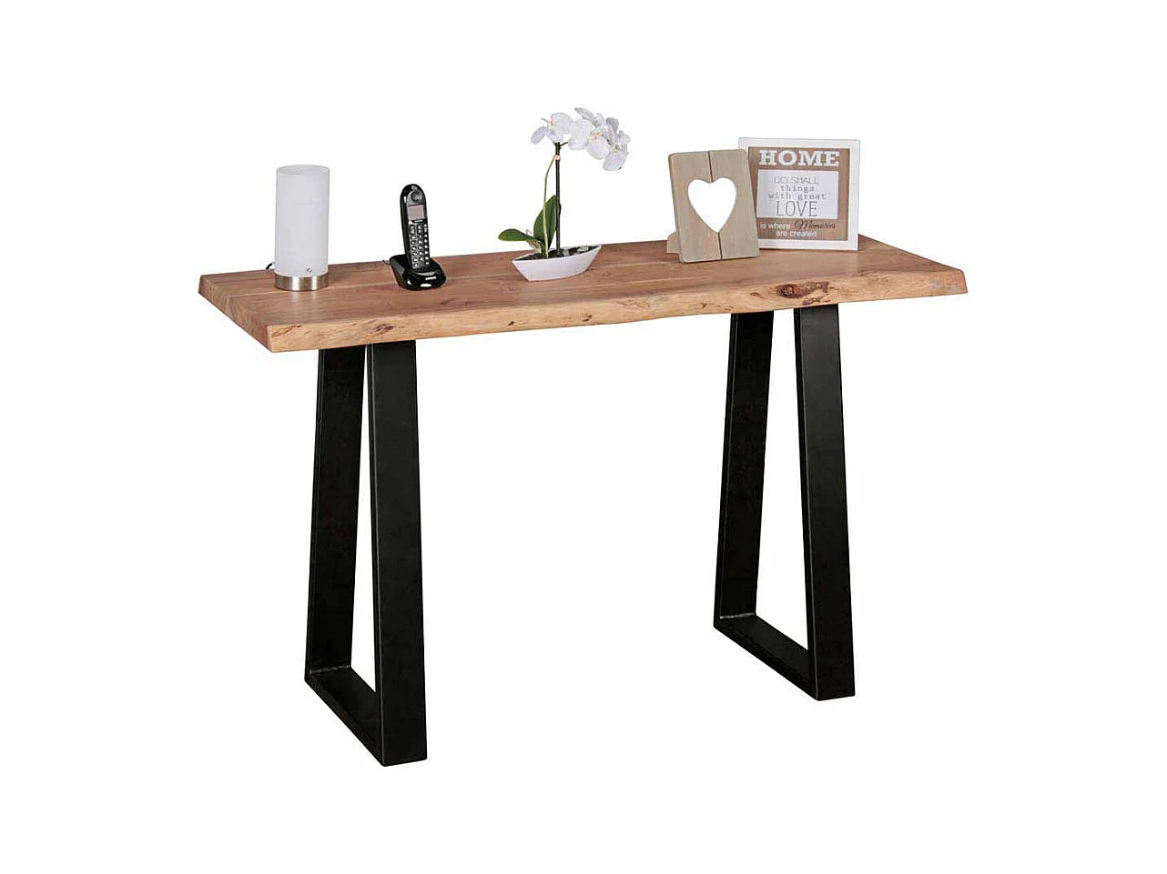 Flur Konsolentisch aus Akazie Massivholz Metall Schwarz