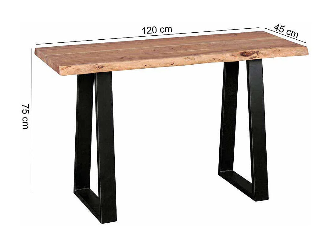 Flur Konsolentisch aus Akazie Massivholz Metall Schwarz