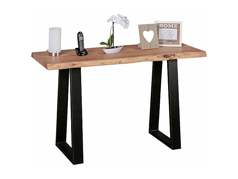 Flur Konsolentisch aus Akazie Massivholz Metall Schwarz