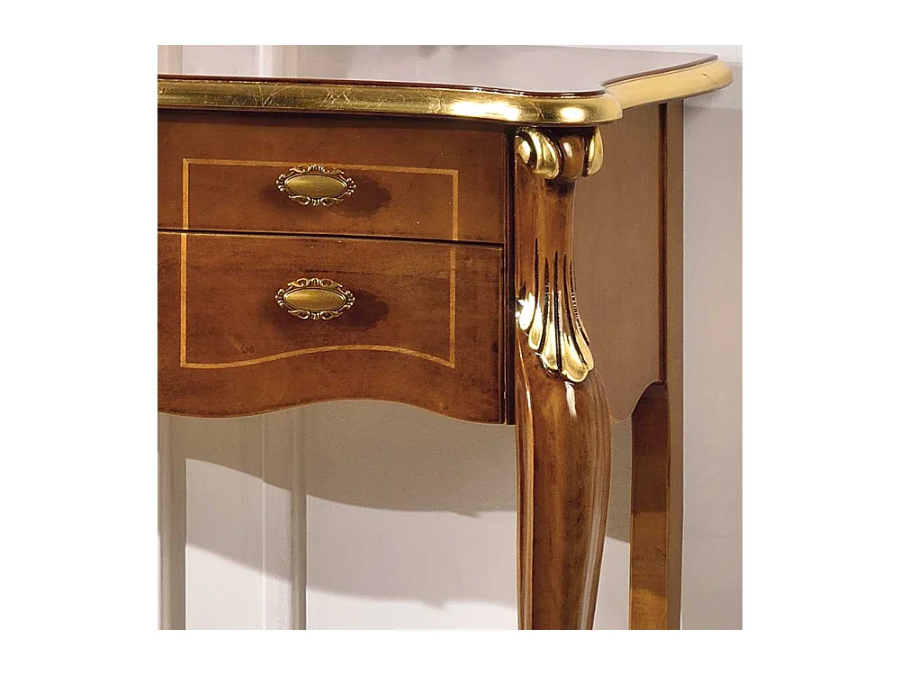 Tischkonsole in Nussbaumfarben fünf Schubladen