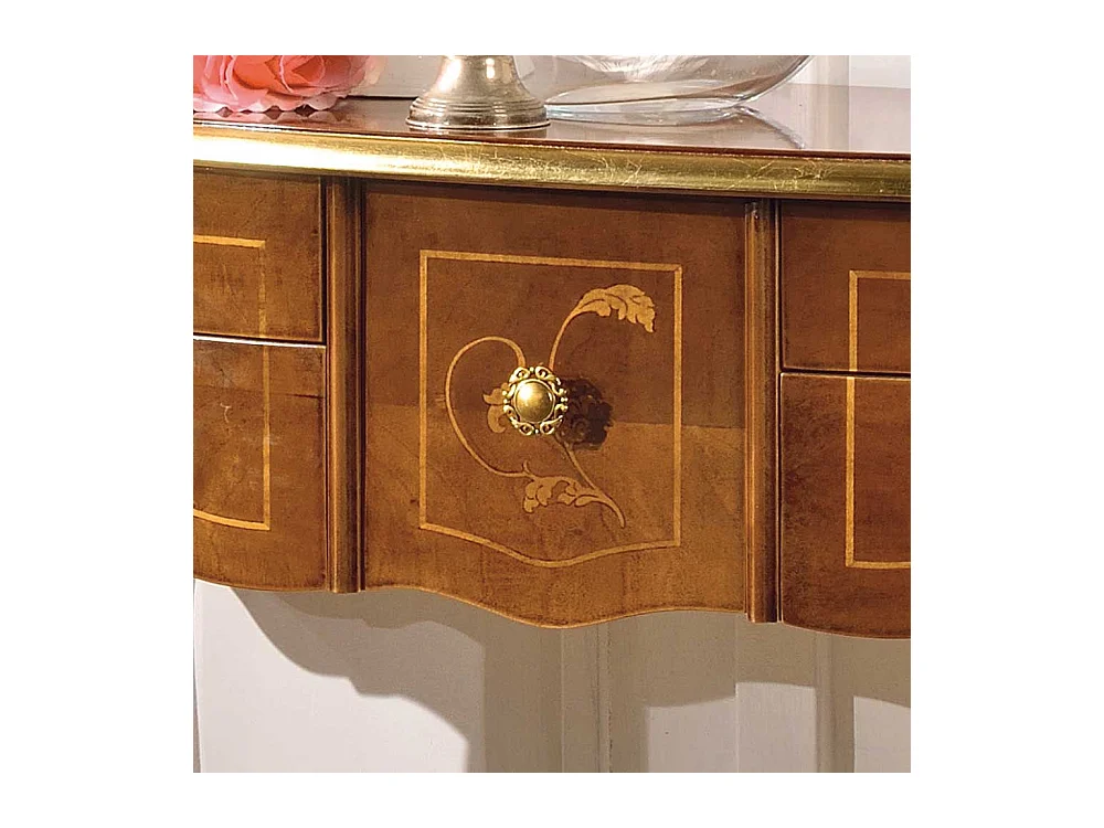 Tischkonsole in Nussbaumfarben fünf Schubladen