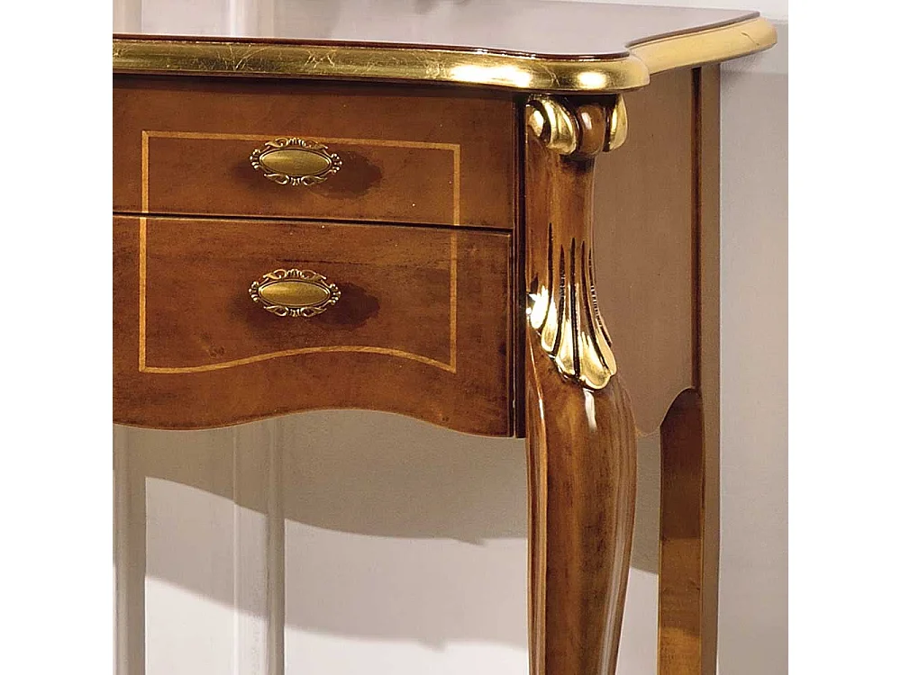 Tischkonsole in Nussbaumfarben fünf Schubladen