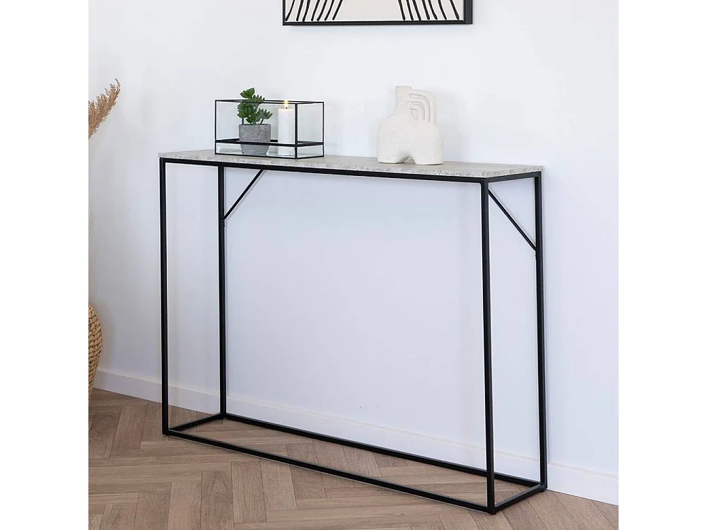 Wandtisch Flur Tisch in Schwarz und Beigegrau