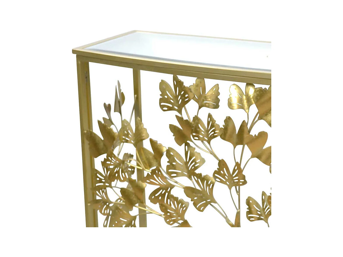 Metall Konsolentisch in Goldfarben Baum Motiv