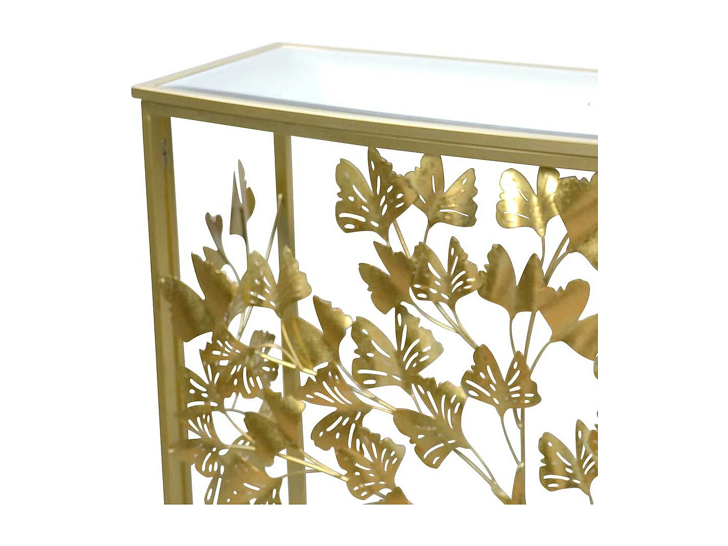 Metall Konsolentisch in Goldfarben Baum Motiv