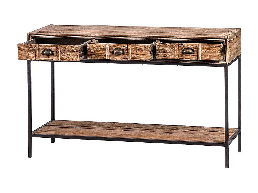 Flur Tisch aus Eiche antik Recyclingholz Vintage Look