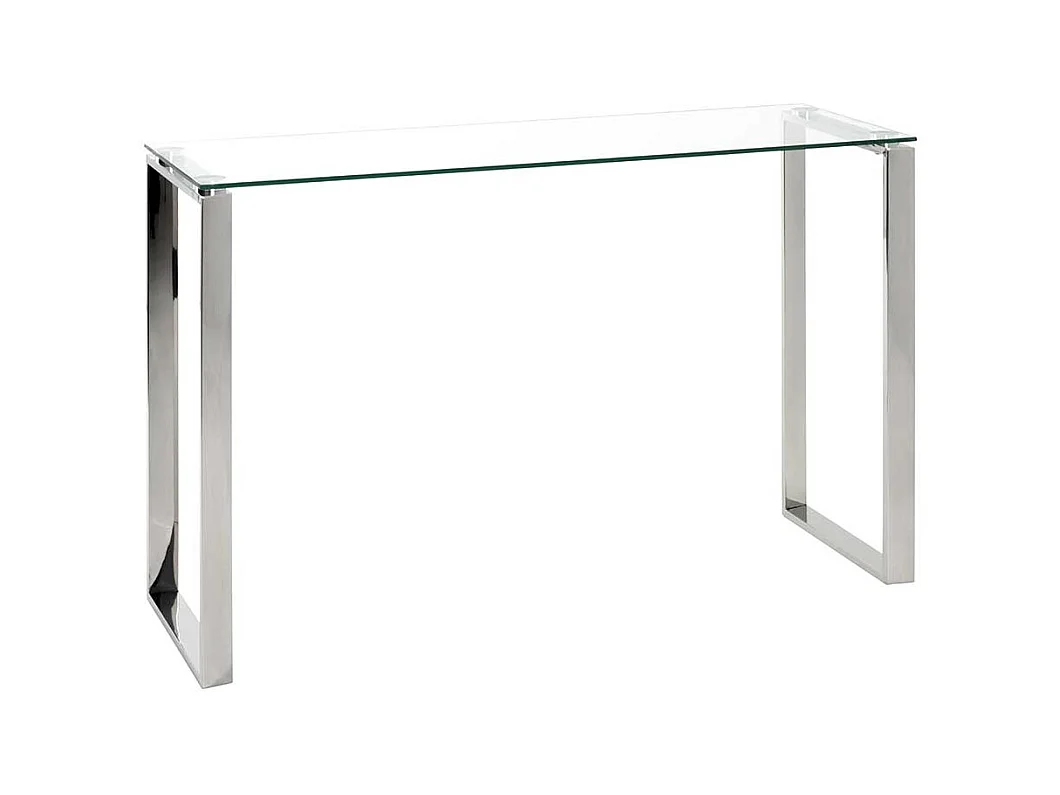 Wohnzimmertisch aus Edelstahl und Sicherheitsglas 120 cm breit