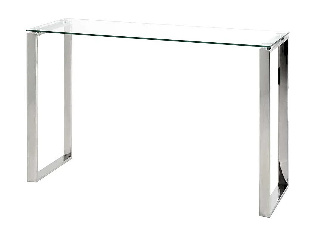Wohnzimmertisch aus Edelstahl und Sicherheitsglas 120 cm breit