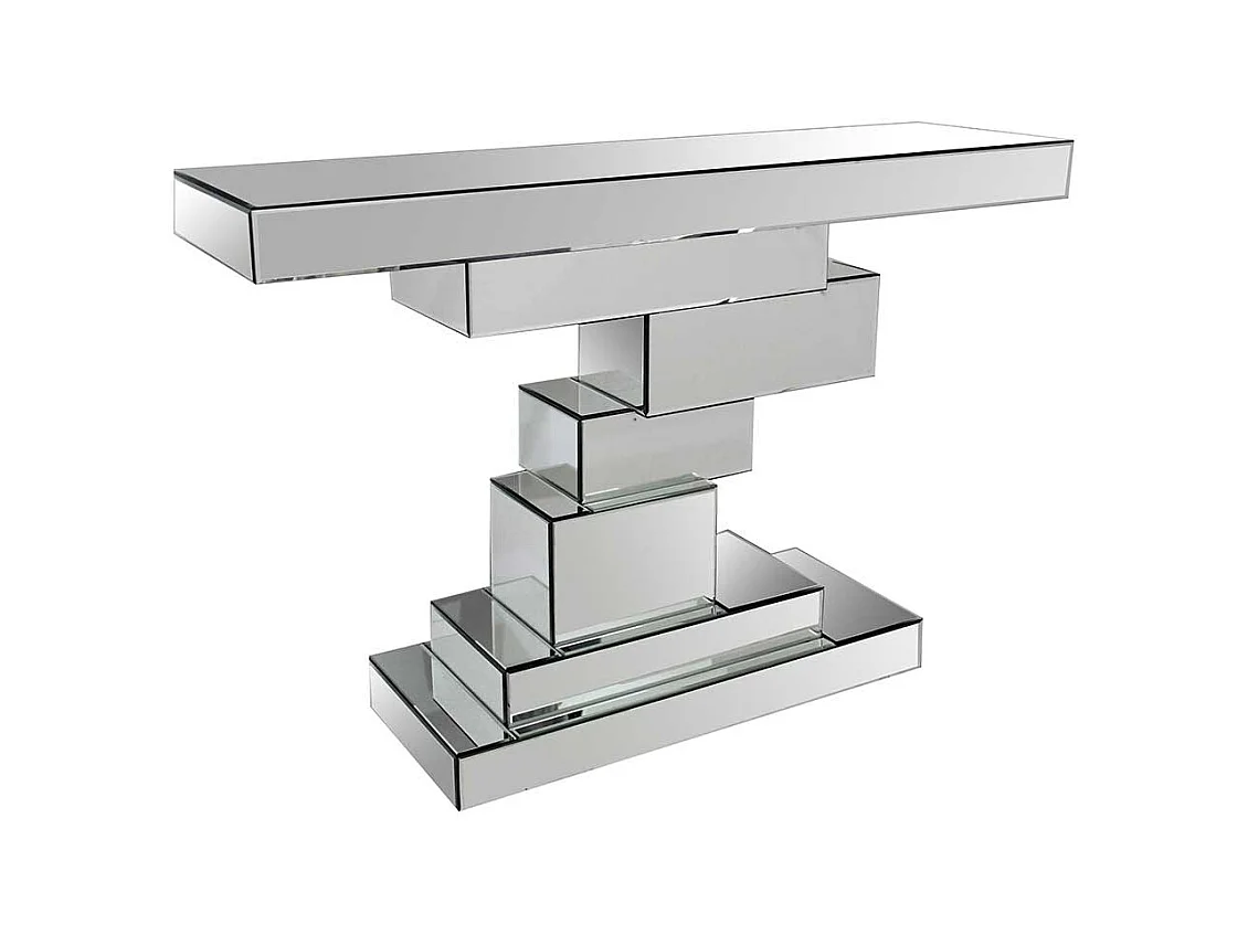 Design Konsolentisch aus Spiegelglas 80 cm hoch