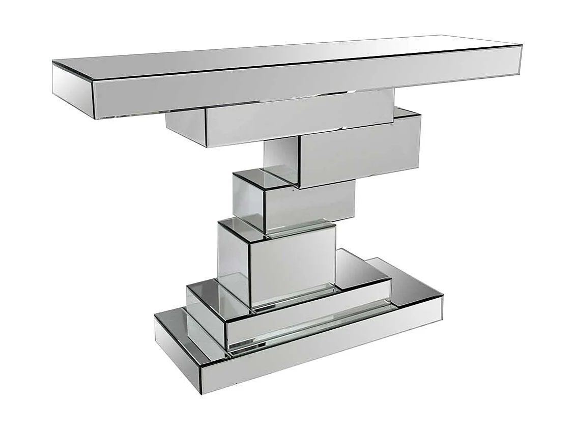 Design Konsolentisch aus Spiegelglas 80 cm hoch