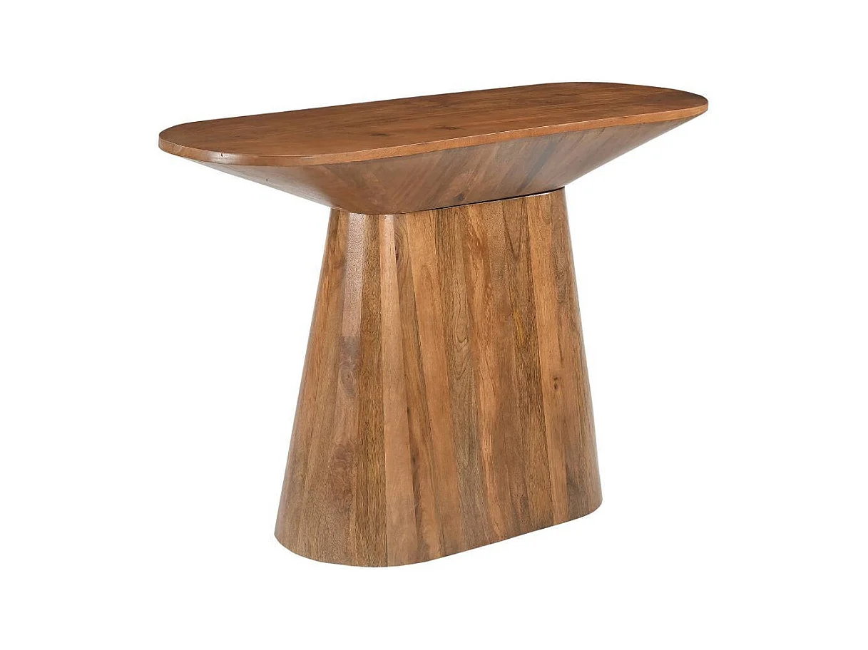 Bartisch Konsolentisch aus Mangobaum Massivholz auf Säulengestell