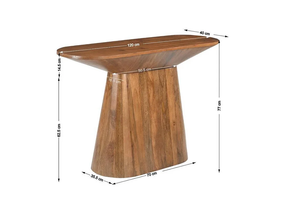 Bartisch Konsolentisch aus Mangobaum Massivholz auf Säulengestell