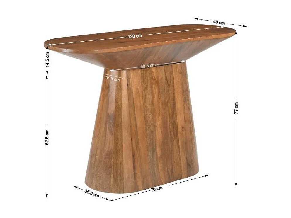 Bartisch Konsolentisch aus Mangobaum Massivholz auf Säulengestell