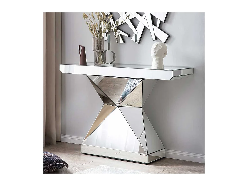Design Konsolentisch aus Spiegelglas rechteckiger Tischplatte