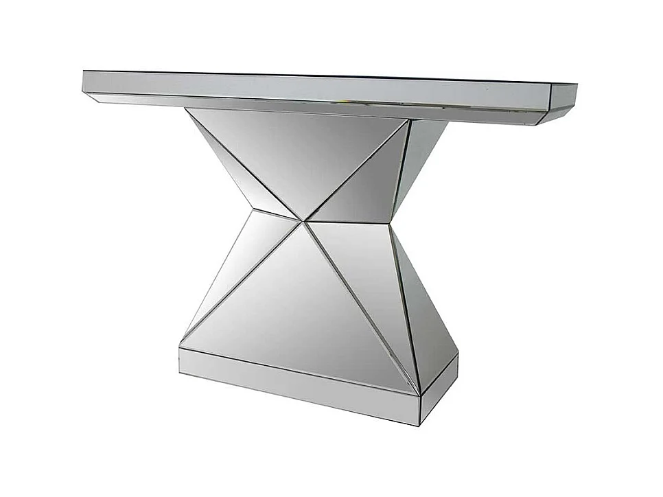Design Konsolentisch aus Spiegelglas rechteckiger Tischplatte