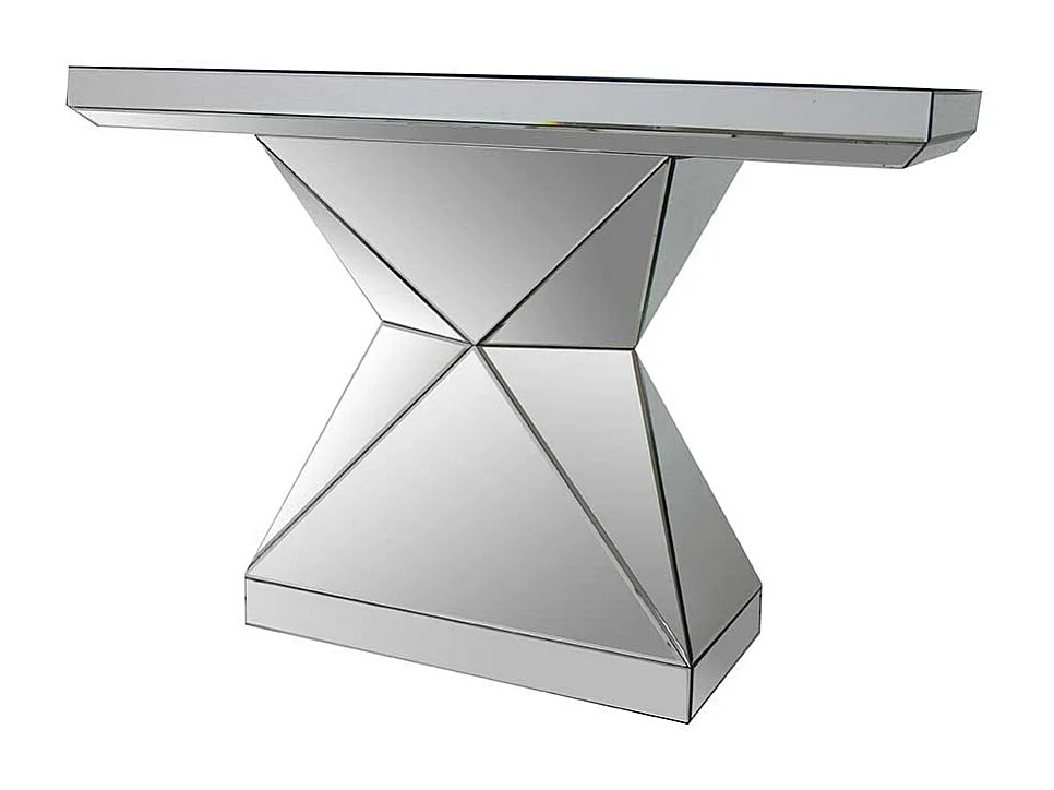 Design Konsolentisch aus Spiegelglas rechteckiger Tischplatte