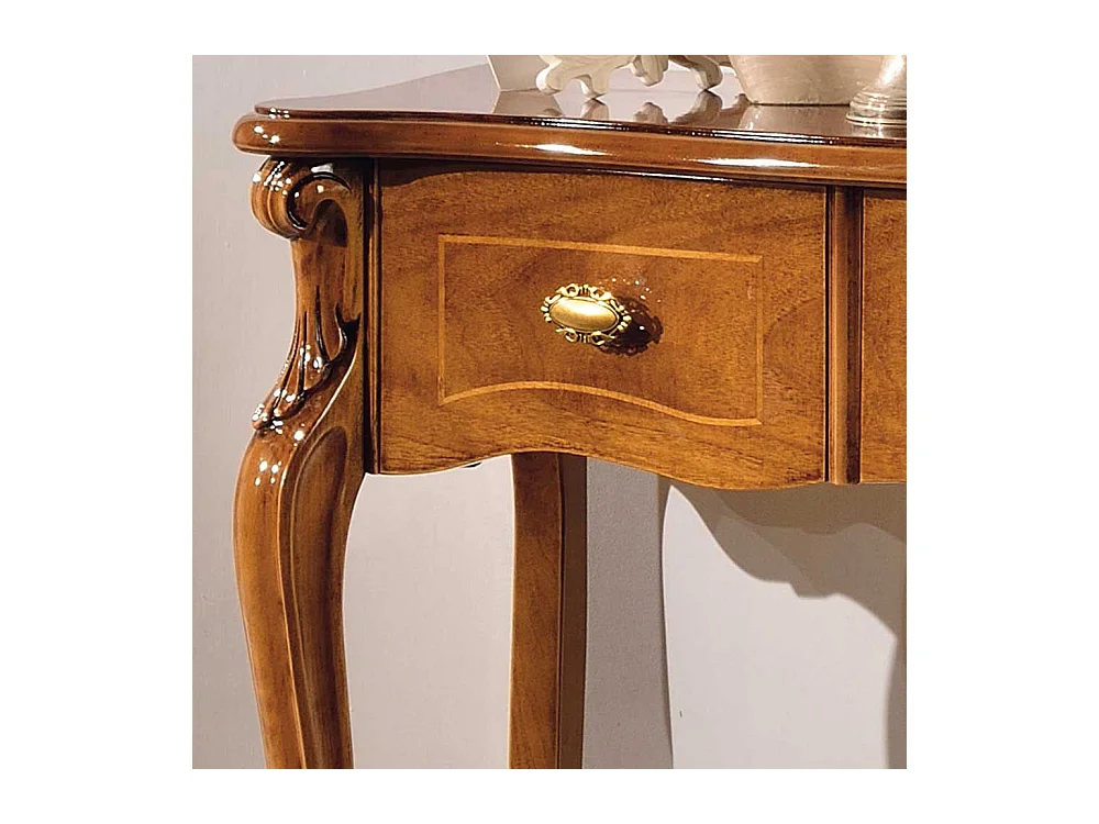 Tischkonsole in Nussbaumfarben drei Schubladen