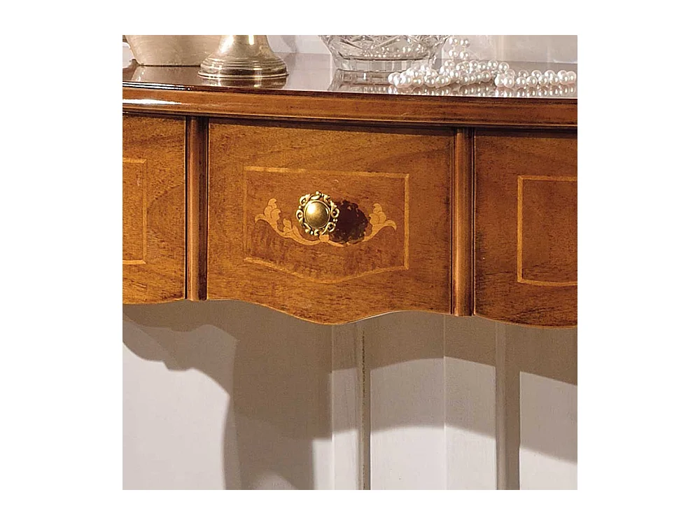 Tischkonsole in Nussbaumfarben drei Schubladen