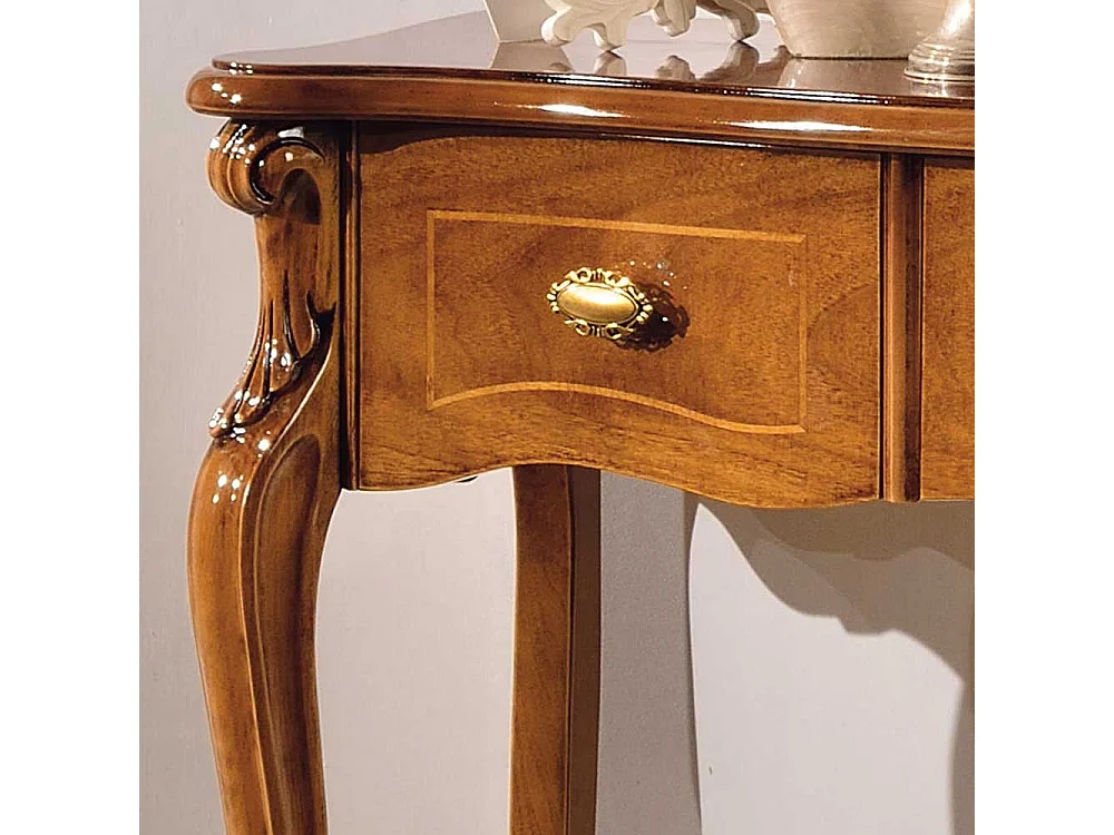 Tischkonsole in Nussbaumfarben drei Schubladen