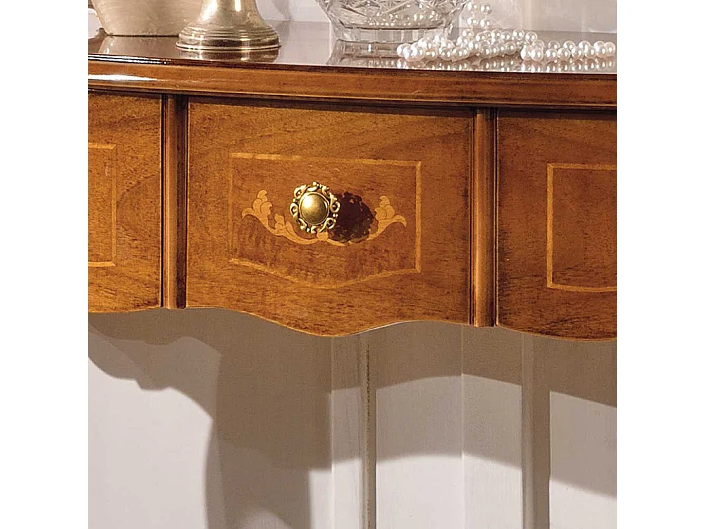 Tischkonsole in Nussbaumfarben drei Schubladen