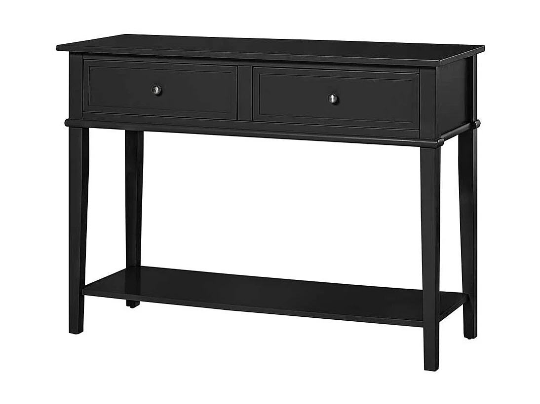 Schwarzer Konsolentisch im Landhausstil zwei Schubladen