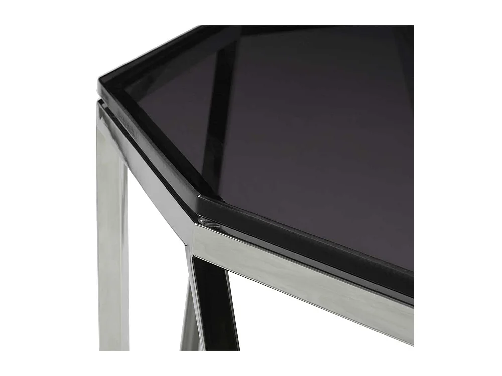 Glas Konsolentisch mit Trapezgestell aus Edelstahl 140 cm breit