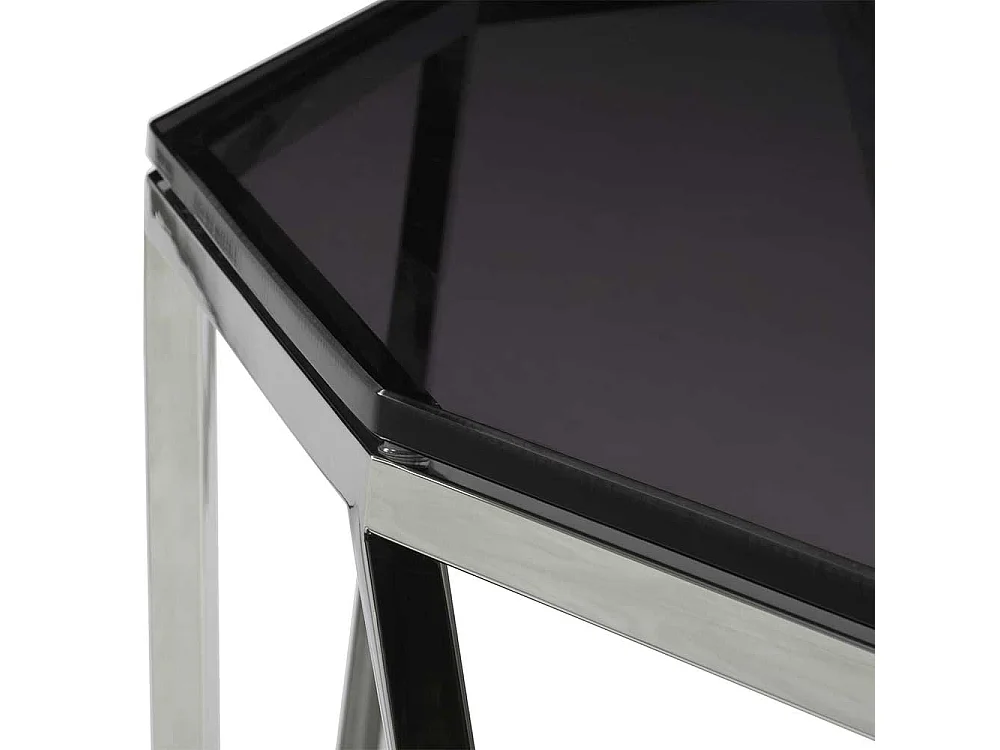 Glas Konsolentisch mit Trapezgestell aus Edelstahl 140 cm breit