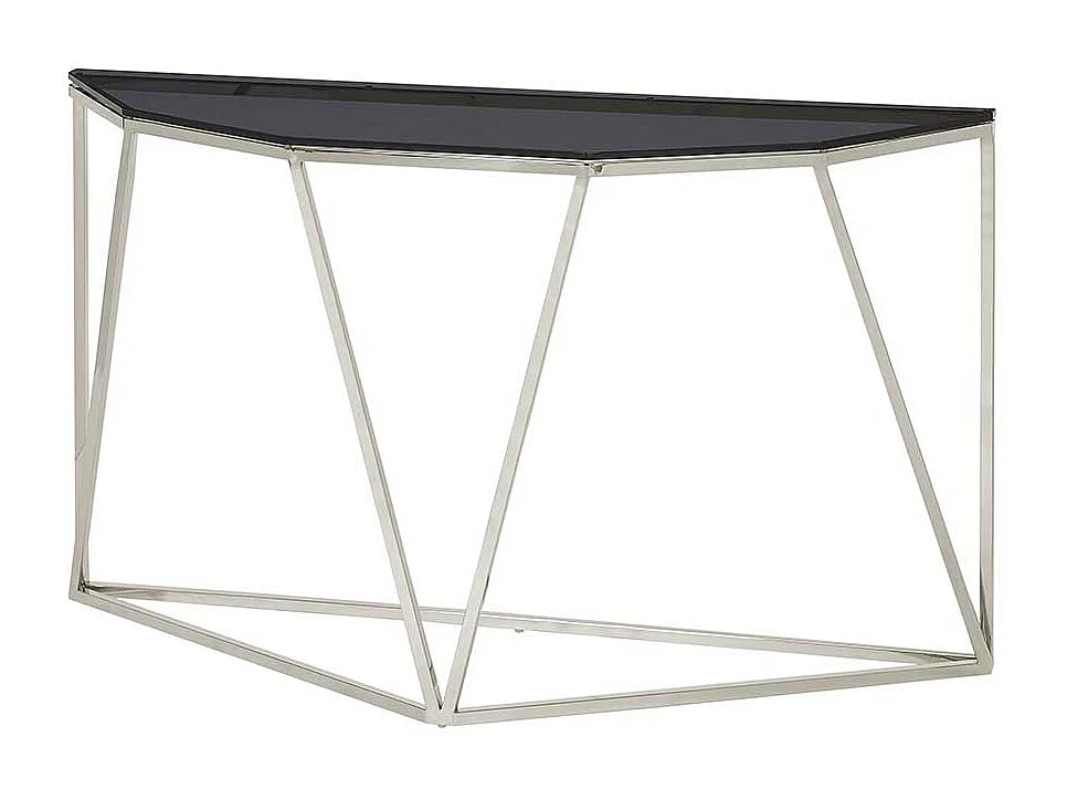 Glas Konsolentisch mit Trapezgestell aus Edelstahl 140 cm breit