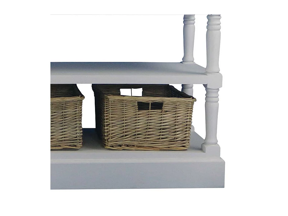 Landhaus Konsolentisch mit Körben Weiß