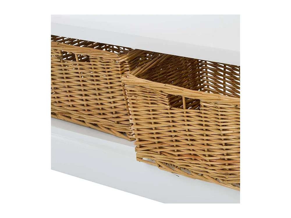 Landhaus Konsolentisch mit Körben Weiß