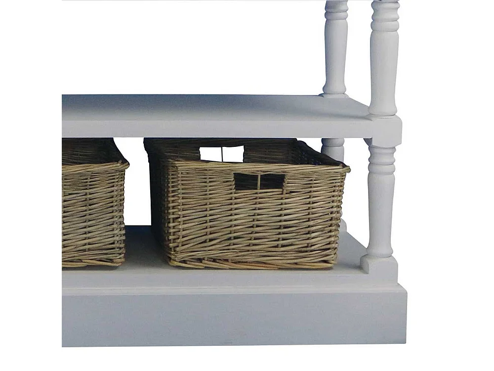 Landhaus Konsolentisch mit Körben Weiß