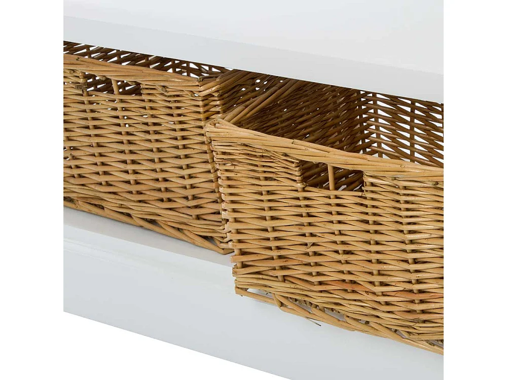 Landhaus Konsolentisch mit Körben Weiß