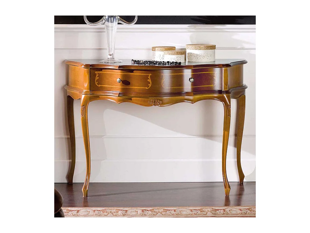 Flur Konsolentisch im Barock Look Nussbaum furniert