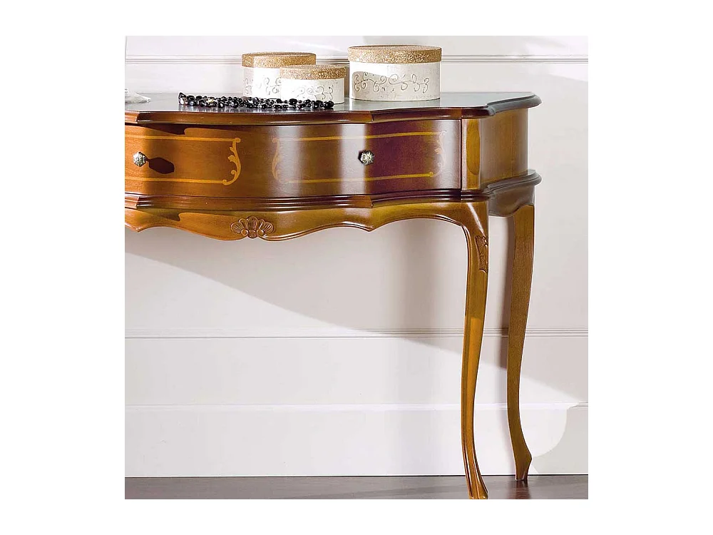 Flur Konsolentisch im Barock Look Nussbaum furniert