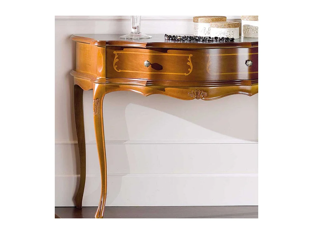 Flur Konsolentisch im Barock Look Nussbaum furniert