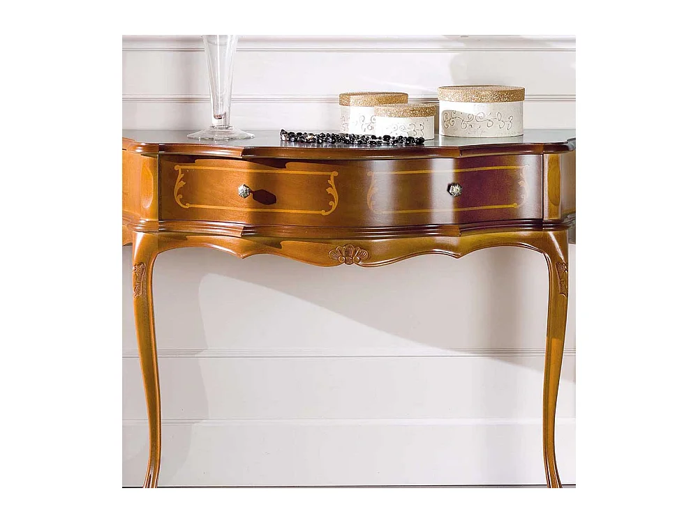 Flur Konsolentisch im Barock Look Nussbaum furniert