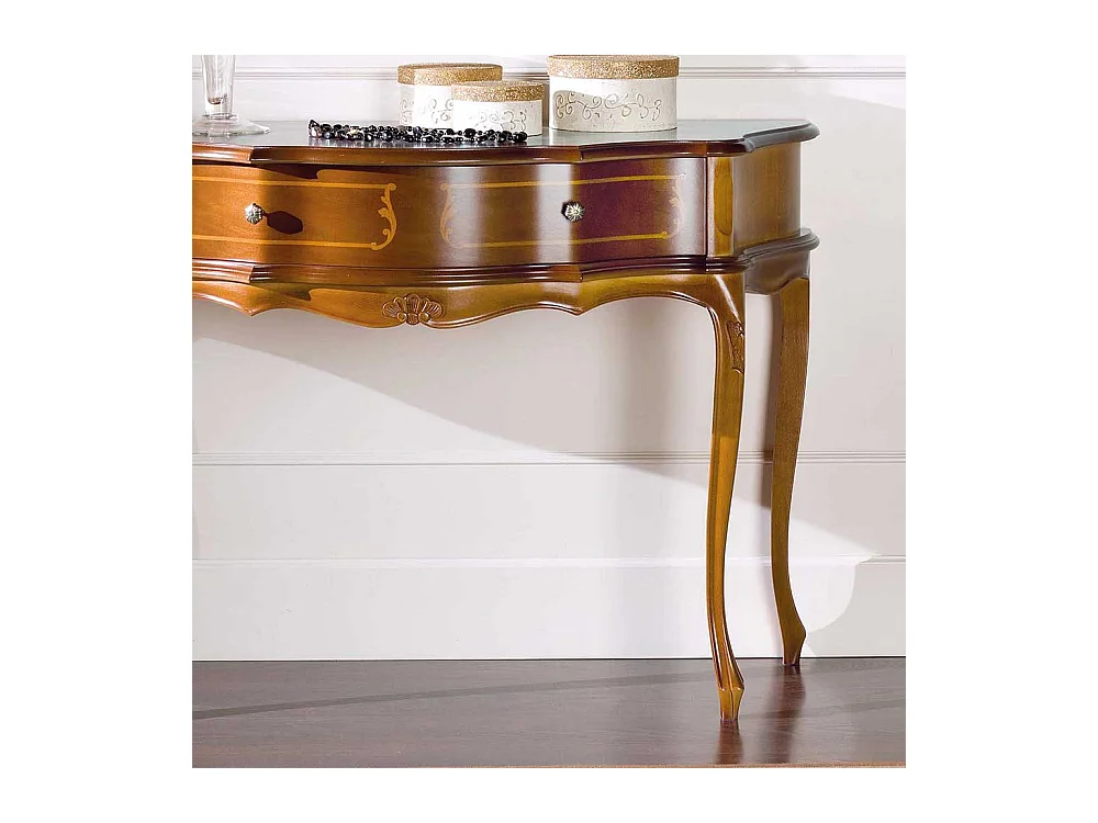 Flur Konsolentisch im Barock Look Nussbaum furniert