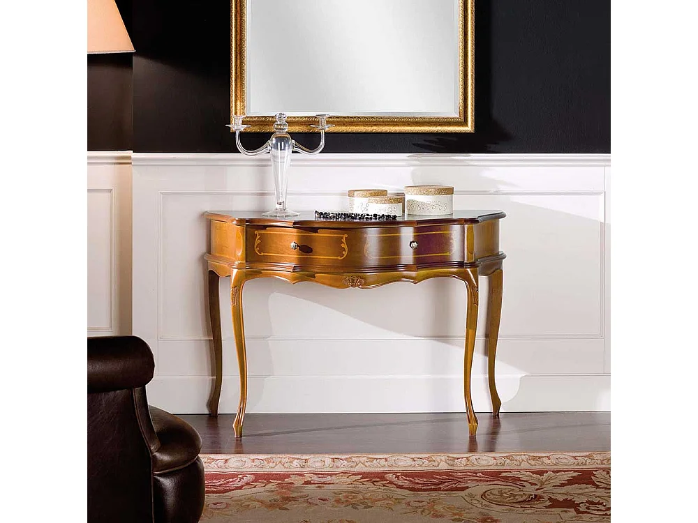Flur Konsolentisch im Barock Look Nussbaum furniert
