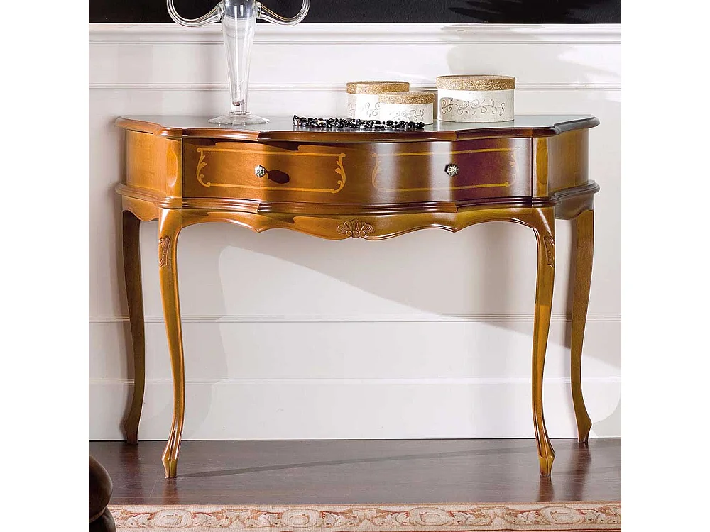 Flur Konsolentisch im Barock Look Nussbaum furniert