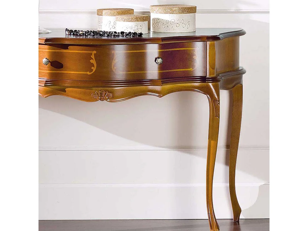 Flur Konsolentisch im Barock Look Nussbaum furniert