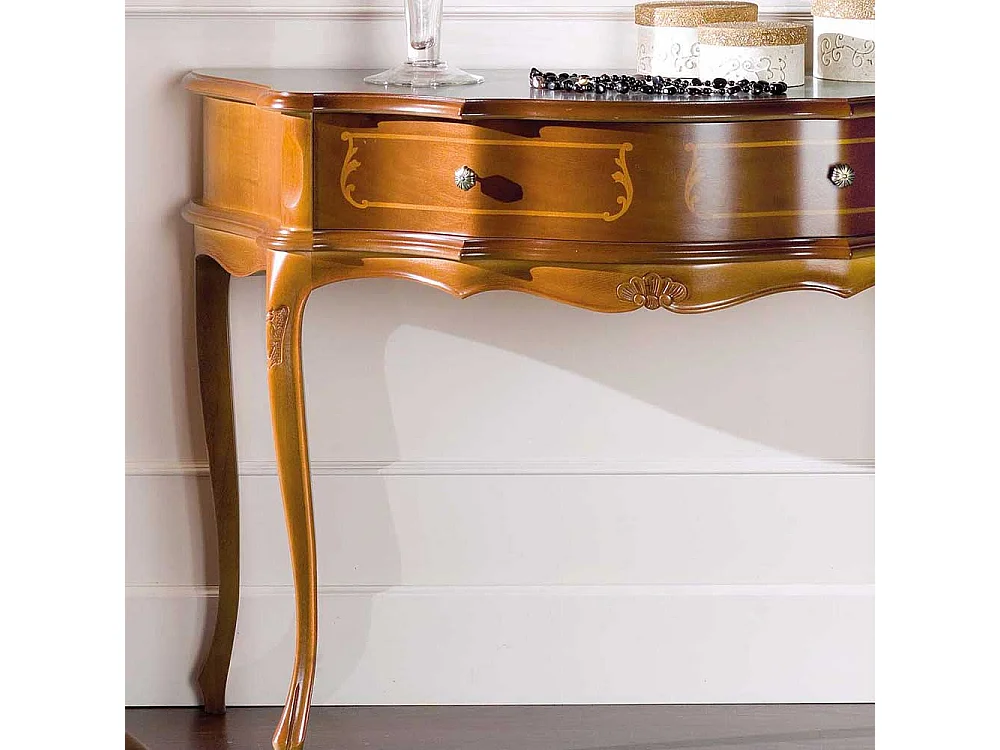 Flur Konsolentisch im Barock Look Nussbaum furniert