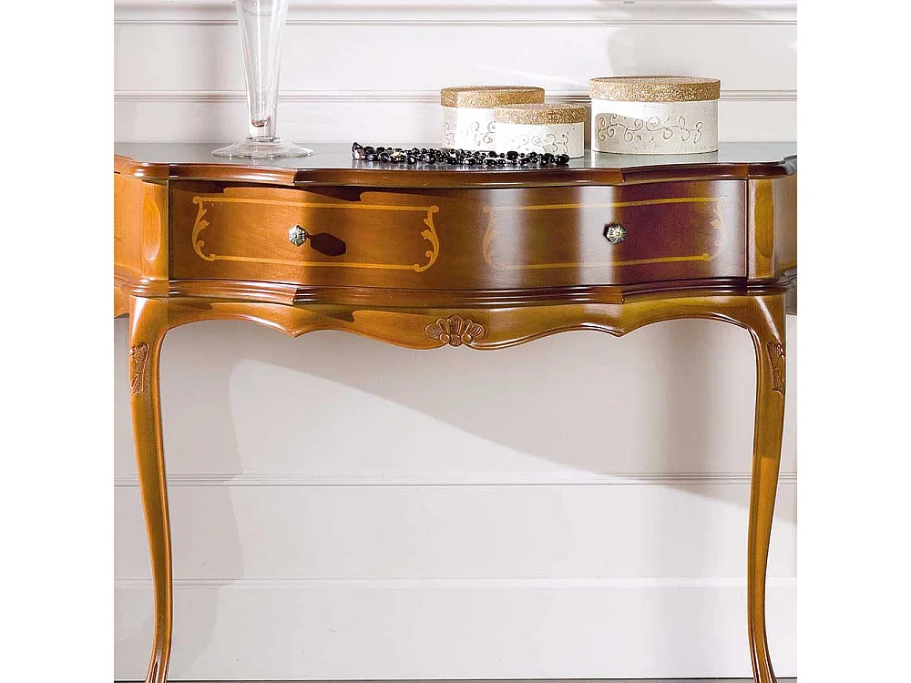 Flur Konsolentisch im Barock Look Nussbaum furniert